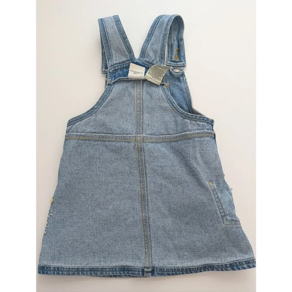 Mickey Mouse & Co. Minnie Mouse Cotton Denim Overall Dress Small 4 Y2k Floral